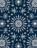 White Snowflakes on Navy Background Rug