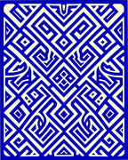 Bold Blue Maze Geometric Rug