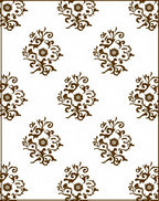Brown Floral Scroll Medallion Rug