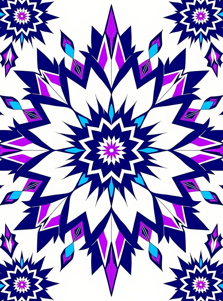Vibrant Blue Violet Starburst Mandala Rug