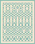 Cream Teal Ornate Lattice Rug