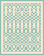 Cream Teal Ornate Lattice Rug