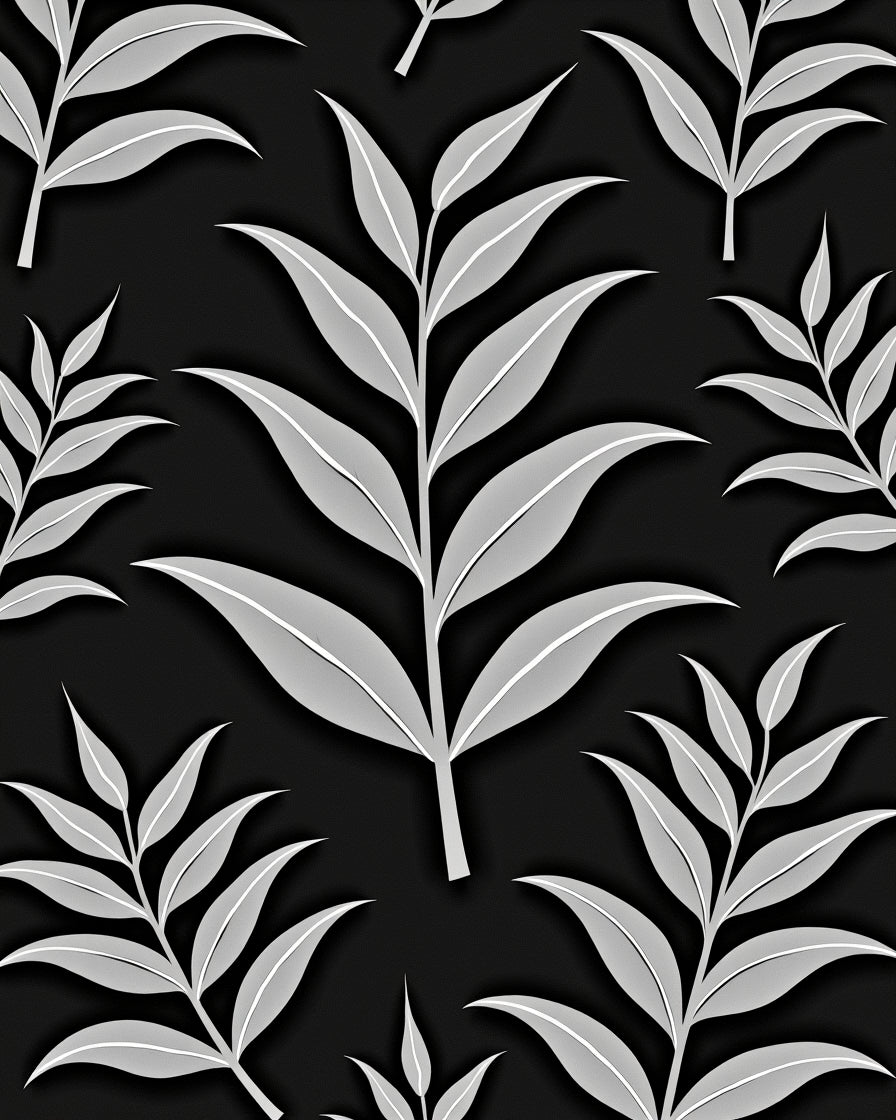 Monochromatic Gray Leafy Branches Rug