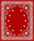 Crimson Red White Floral Border Rug