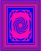 Hot Pink Blue Concentric Hypnotic Rug