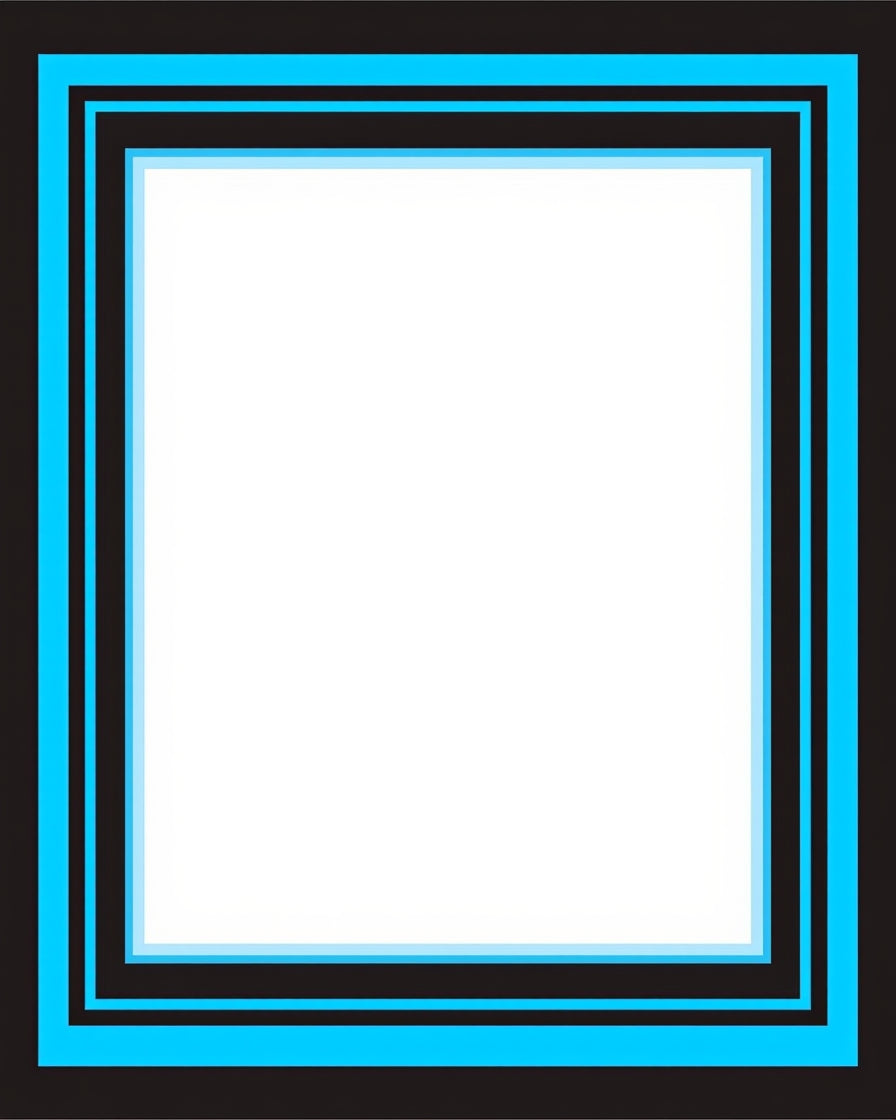 Bold Black Blue Geometric Border Rug