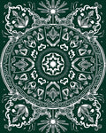Deep Emerald White Intricate Mandala Rug