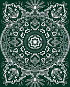 Deep Emerald White Intricate Mandala Rug
