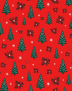 Festive Red Green Christmas Trees Stars Rug