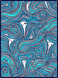 Vibrant Aqua Ink Swirls Rug