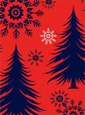 Crimson Navy Pine Snowflakes Rug