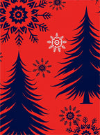 Crimson Navy Pine Snowflakes Rug
