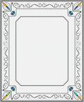 Art Nouveau Teal Yellow Floral Border Rug