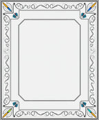 Art Nouveau Teal Yellow Floral Border Rug