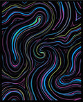 Vibrant Swirl Black Abstract Lines Rug