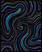 Vibrant Swirl Black Abstract Lines Rug