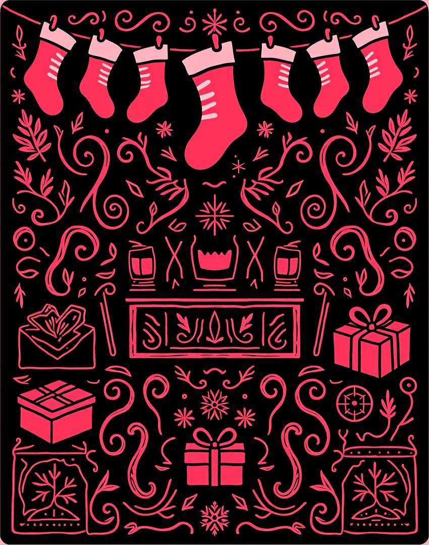 Crimson Christmas Stocking Fireplace Collection Rug
