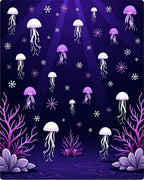 Deep Sea Jellyfish Under Purple Lights Rug