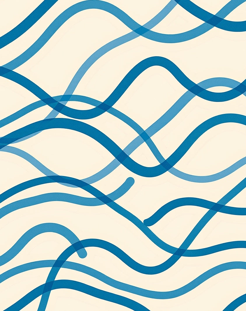 Ocean Blue Wavy Contour Rug