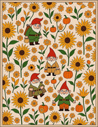 Autumn Gnomes and Sunflowers Field Rug