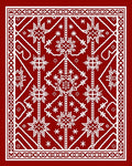 Crimson White Starburst Geometric Medallion Rug