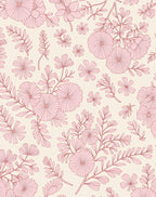 Soft Pink Floral Branches Cream Rug