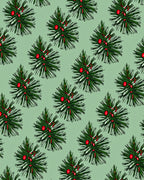 Green Pine Boughs with Red Berries Rug
