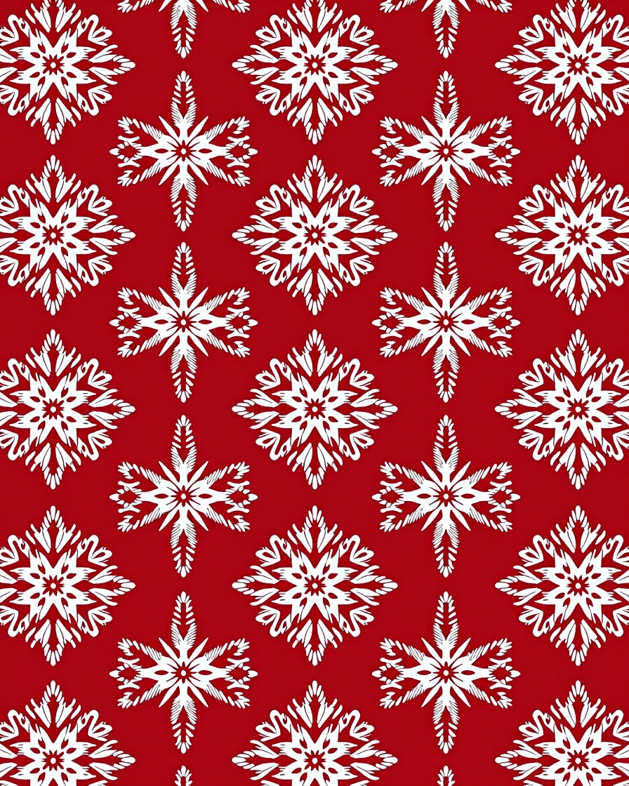 White Festive Snowflake Red Background Rug