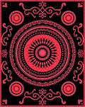 Bold Red Sunburst Mandala Rug