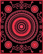Bold Red Sunburst Mandala Rug