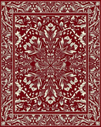 Deep Red Floral Burst Mandala Rug