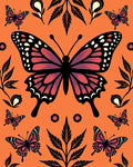 Whimsical Butterfly Garden Orange Rug