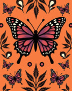 Whimsical Butterfly Garden Orange Rug