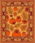 Whimsical Orange Pumpkin Floral Border Rug