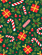 Festive Holly Candy Cane Gift Garland Rug