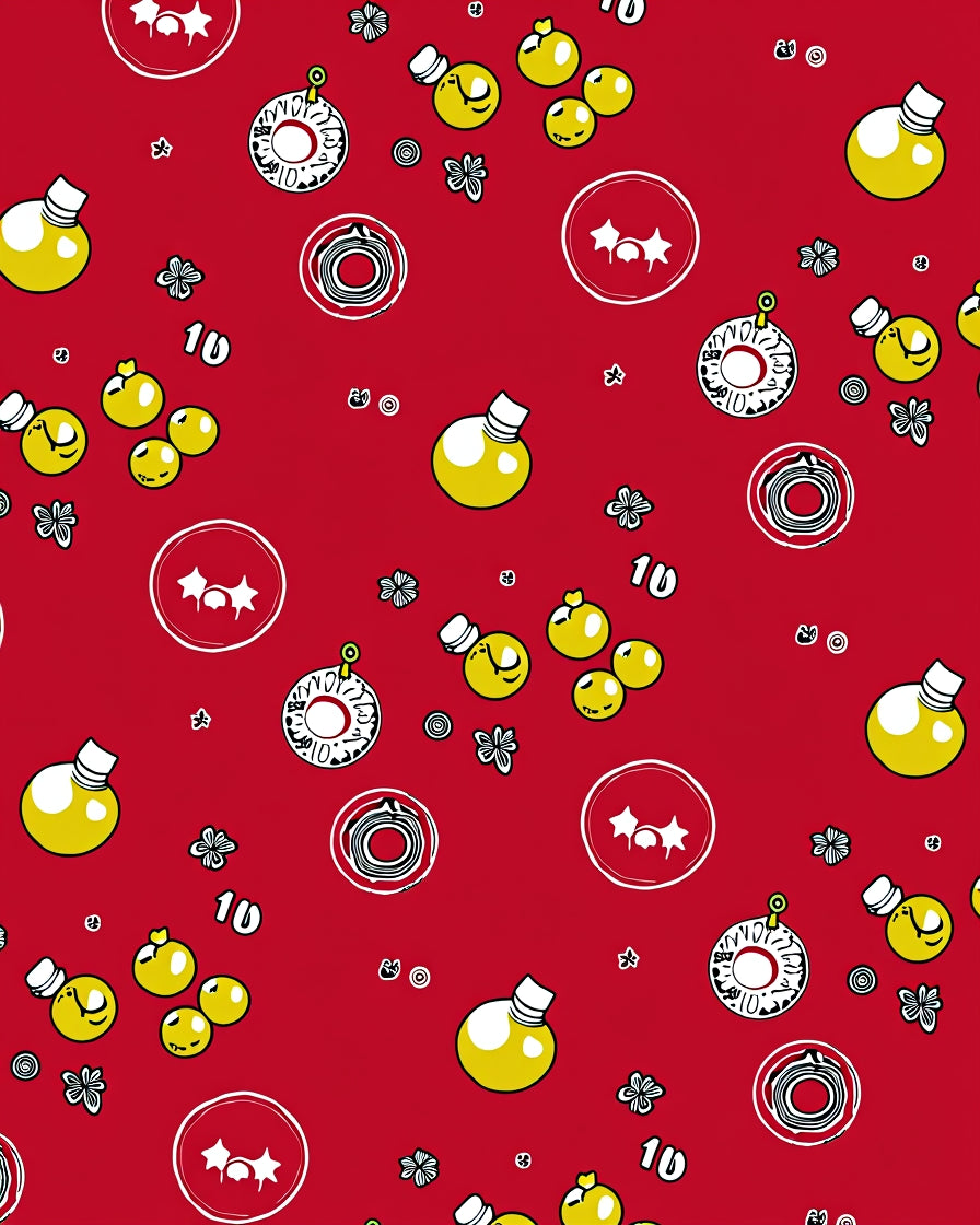 Vibrant Yellow Bubbles Red Background Rug