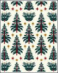 Festive Evergreen Trees with Stars Rug