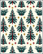 Festive Evergreen Trees with Stars Rug
