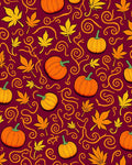Autumn Leaf Pumpkin Swirl Crimson Rug
