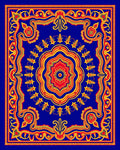 Royal Blue Red Yellow Medallion Border Rug