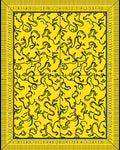 Bright Yellow Abstract Swirls Bordered Rug