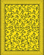 Bright Yellow Abstract Swirls Bordered Rug