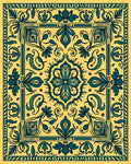 Golden Teal Floral Medallion Rug