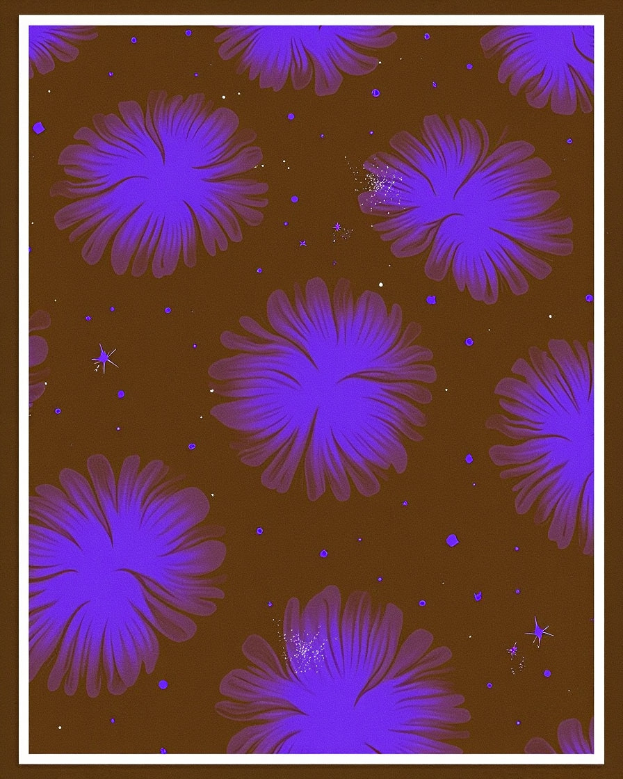 Vibrant Purple Floral Galaxy Rug