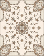 Sepia Floral Mandala Corner Detail Rug