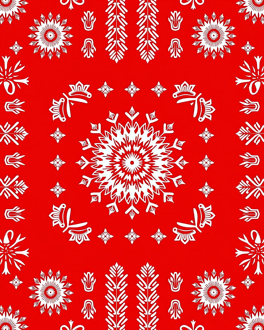 Bold Red and White Mandala Bloom Rug