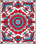 Bold Red Blue Floral Medallion Rug