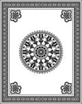 Ornate Black Medallion Border Rug