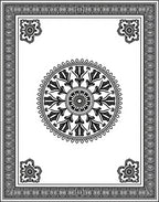 Ornate Black Medallion Border Rug