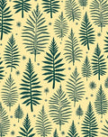 Forest Green Fern Foliage Yellow Rug